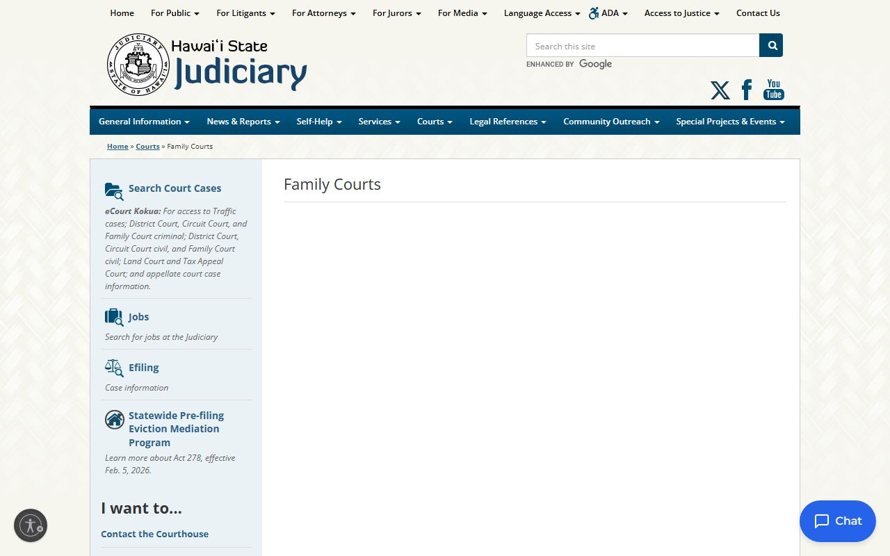 Hawaii Family Courts information for probate court records