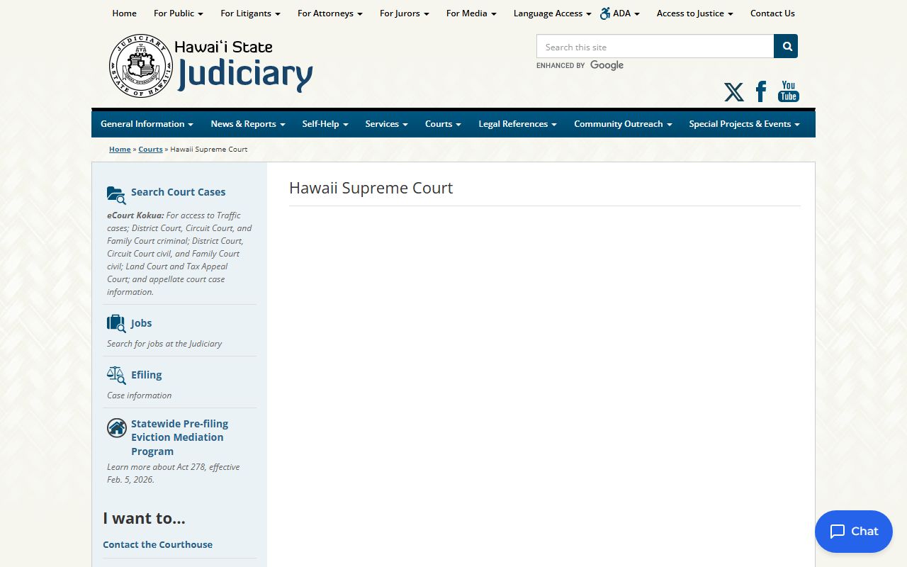 Hawaii Supreme Court page for probate court records appeals